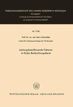 Paperback Leistungsbeeinflussende Faktoren Im Radar-Beobachtungsdienst [German] Book