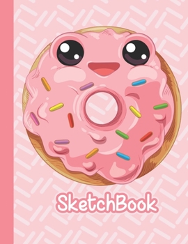 Paperback Sketchbook: Cute Blank Notebook for Sketching and Picture Space with Pink Kawaii Doughnut, Unlined Paper Book for Drawing, Journal Book