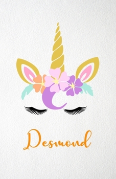 Paperback Desmond A5 Lined Notebook 110 Pages: Funny Blank Journal For Lovely Magical Unicorn Face Dream Family First Name Middle Last Surname. Unique Student T Book