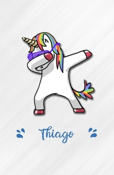 Paperback Thiago A5 Lined Notebook 110 Pages: Funny Blank Journal For Personalized Dabbing Unicorn Family First Name Middle Last. Unique Student Teacher Scrapbo Book