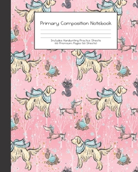 Paperback Primary Composition Notebook: Wintertime School Girls Winter Fun -Grades K-2 - Handwriting Practice Paper-Primary Ruled With Dotted Midline - 100 Pg Book