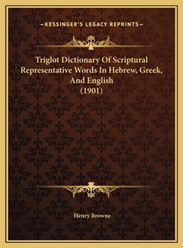 Hardcover Triglot Dictionary Of Scriptural Representative Words In Hebrew, Greek, And English (1901) Book