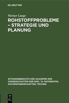 Hardcover Rohstoffprobleme - Strategie Und Planung [German] Book