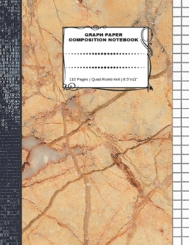 Graph Paper Composition Notebook: 110 Pages | Quad Ruled 4x4 | 8.5" x 11": Marble Large Notebook with Grid Paper | Math Notebook For Students