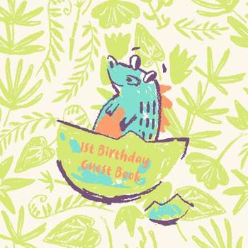 Paperback 1st Birthday Guest Book: Groovy Dino Logbook for Baby's First Party Book