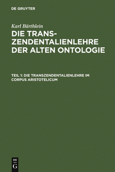 Hardcover Die Transzendentalienlehre Im Corpus Aristotelicum [German] Book
