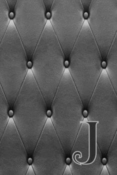 J: Writing Journal Notebook Personalized with Black Monogram Initial Letter on a Dramatic Charcoal Gray Diamond Shape Tufted background. (6"x9" 110 Blank Lined Pages with Space for Date)