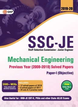SSC JE Paper I (CWC/MES) Mechanical Engineering - Previous Years Solved Papers (2008-18)