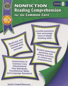 Paperback Nonfiction Reading Comprehension for the Common Core Grd 8 Book