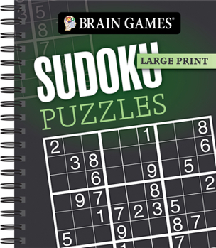 Spiral-bound Brain Games - Large Print: Sudoku Puzzles (Dark Gray) Book