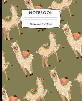 Paperback Notebook: Cute Llama pattern Hand Writing Paper. 100 pages handwriting book 7.5 x 9.25 inches for practice writing. Book