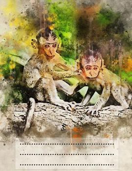 Paperback College Ruled Notebook: Monkey 1 8.5x11 Book