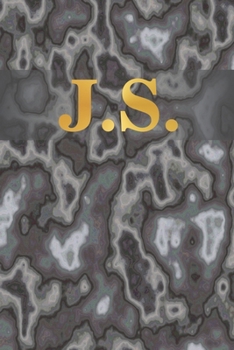 J.S.: 6" x 9" Executive Style Notebook with 100 Blank CREAM COLORED Lined Interior Pages. Gold Monogrammed Two Initials on Black Marble Matte Printed Cover.