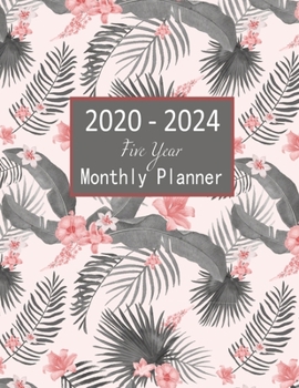 2020-2024 Five Year Monthly Planner: 5 Years Calendar Tropical Foliage