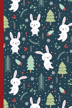 Paperback Blank Lined Notebook Journal For Christmas: Medium Ruled Book for Children, Teens and Adults - Christmas Bunny Wild Green Book