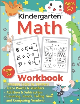 Paperback Addition and Subtraction Kindergarten Math Workbook: Activity Book of Learning & Tracing The Words and Number for Preschool Kids and 1st Grade. Maths Book