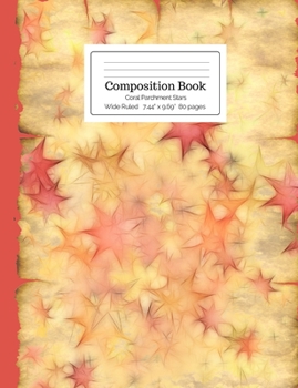 Paperback Composition Book Coral Parchment Stars Wide Ruled Book