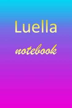 Luella: Blank Notebook | Wide Ruled Lined Paper Notepad | Writing Pad Practice Journal | Custom Personalized First Name Initial L Blue Purple Gold  | ... Homeschool & University Organizer Daybook