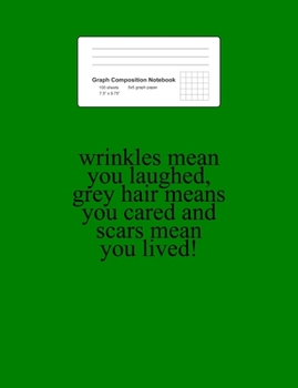 Graph Composition Notebook: Math, Physics, Science Exercise Book - Wrinkles Grey Hair Scars Sayings Motivational Quotes Gift - Green 5x5 Graph Paper - ... Teens, Boys, Girls - 7.5"x9.75" 100 pages