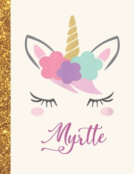 Myrtle: Myrtle Unicorn Personalized Black Paper SketchBook for Girls and Kids to Drawing and Sketching Doodle Taking Note Marble Size 8.5 x 11