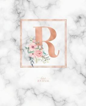 Paperback Dotted Journal: Dotted Grid Bullet Notebook Journal Rose Gold Monogram Letter R Marble with Pink Flowers (7.5 X 9.25) for Women Teens Book
