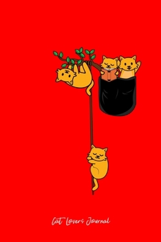 Cat Lovers Journal: Cat Reading Book Sleep Swing Tree Cute Animal Christmas Gift - Red Ruled Lined Notebook - Diary, Writing, Notes, Gratitude, Goal Journal - 6x9 120 pages