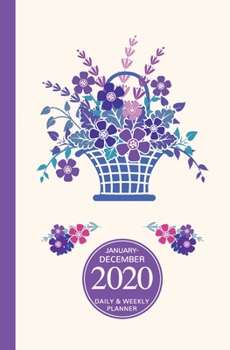 January - December 2020 Daily & Weekly Planner: Mini Calendar; Bonus Word Search Puzzles; Purple Folk Art Flowers