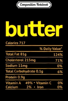 Composition Notebook: Butter Nutrition Facts Funny Thanksgiving Christmas Gifts  Journal/Notebook Blank Lined Ruled 6x9 100 Pages