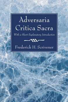 Paperback Adversaria Critica Sacra Book