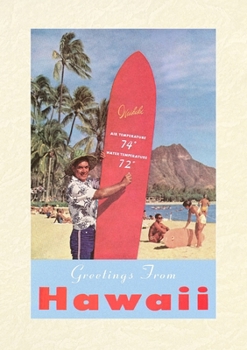 Paperback Vintage Lined Notebook Greetings from Hawaii, Long Board with Temperatures Book