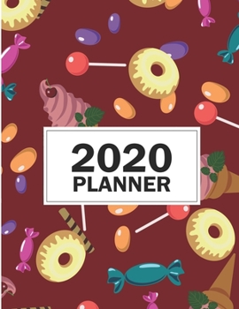 Paperback 2020 Planner: 8.5"x11" Cute Candy Patterns 2020 Planner Yearly Agenda (1 January - 31 December 2020 ) Book