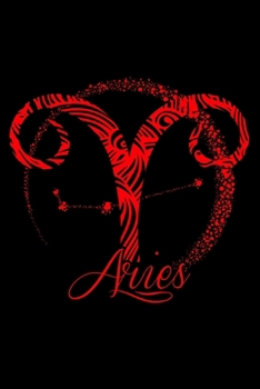 Journal: Red Aries Zodiac Sign Stars March or April Birthday Gift Black Lined Notebook Writing Diary - 120 Pages 6 x 9