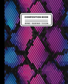 Paperback Composition Book: College Ruled Snake Skin Purple Pattern Writing Notebook Book