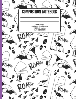 Paperback Composition Notebook Wide Ruled: Dinosaur 110 Pages Book