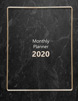 Monthly planner 2020: Large. Month on 2 pages. Incl. 2020 Calendar, Important dates section and Notes pages. 8.5" x 11.0" (Letter size). (Marble look, gold square design. Soft matte cover).