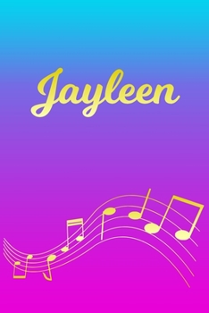 Paperback Jayleen: Sheet Music Note Manuscript Notebook Paper - Pink Blue Gold Personalized Letter J Initial Custom First Name Cover - Mu Book