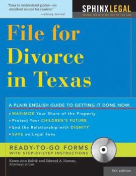 Paperback File for Divorce in Texas [With CDROM] Book