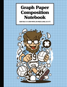 Graph Paper Composition Notebook Quad Rule 5x5 Grid Paper | 150 Sheets (Large, 8.5 x 11"): Hipster Volleyball
