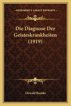 Paperback Die Diagnose Der Geisteskrankheiten (1919) [German] Book