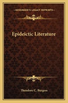 Paperback Epideictic Literature Book