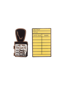 Misc. Supplies Library Card and Stamp Enamel Pin Set Book