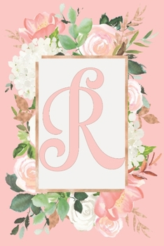R: Monogram Initial R - Floral Personalised Rose and Hydrangea Journal 6x9, 100 lined Journal pages