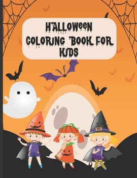 Paperback Halloween Coloring Book For Kids: Ages 4-8/ 30 Spooky Halloween themed coloring designs featuring cats, skeletons, candy, skulls, pumpkins, scarecrow, Book