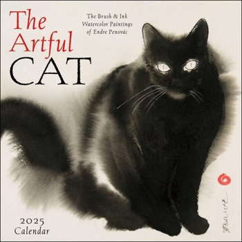 Calendar The Artful Cat 2025 Wall Calendar: Brush & Ink Watercolor Paintings by Endre Penovàc Book