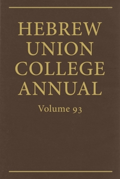 Hardcover Hebrew Union College Annual Vol. 93 (2022) Book