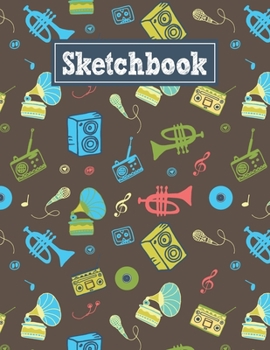 Sketchbook: 8.5 x 11 Notebook for Creative Drawing and Sketching Activities with Unique Retro Music Themed Cover Design