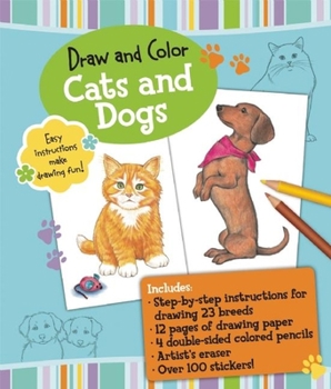 Spiral-bound Draw and Color: Cats and Dogs Book