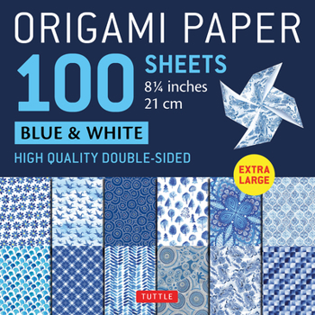 Misc. Origami Paper 100 Sheets Blue & White 8 1/4 (21 CM): Extra Large Double-Sided Origami Sheets Printed with 12 Different Designs (Instructions for 5 Pro Book