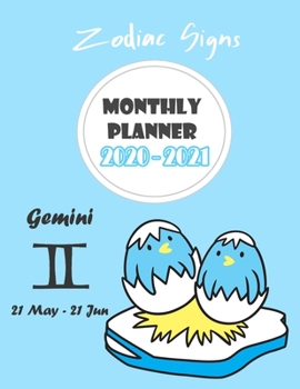 Monthly Planner 2020 - 2021 : Zodiac Gemini: Two year monthly planner : 24 Months Calendar Planner With Holiday : Zodiac Planner 2020 : Gemini Horoscope