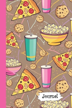 Journal: Movie Night Pizza Popcorn Diary with Blank Lined Notebook Paper